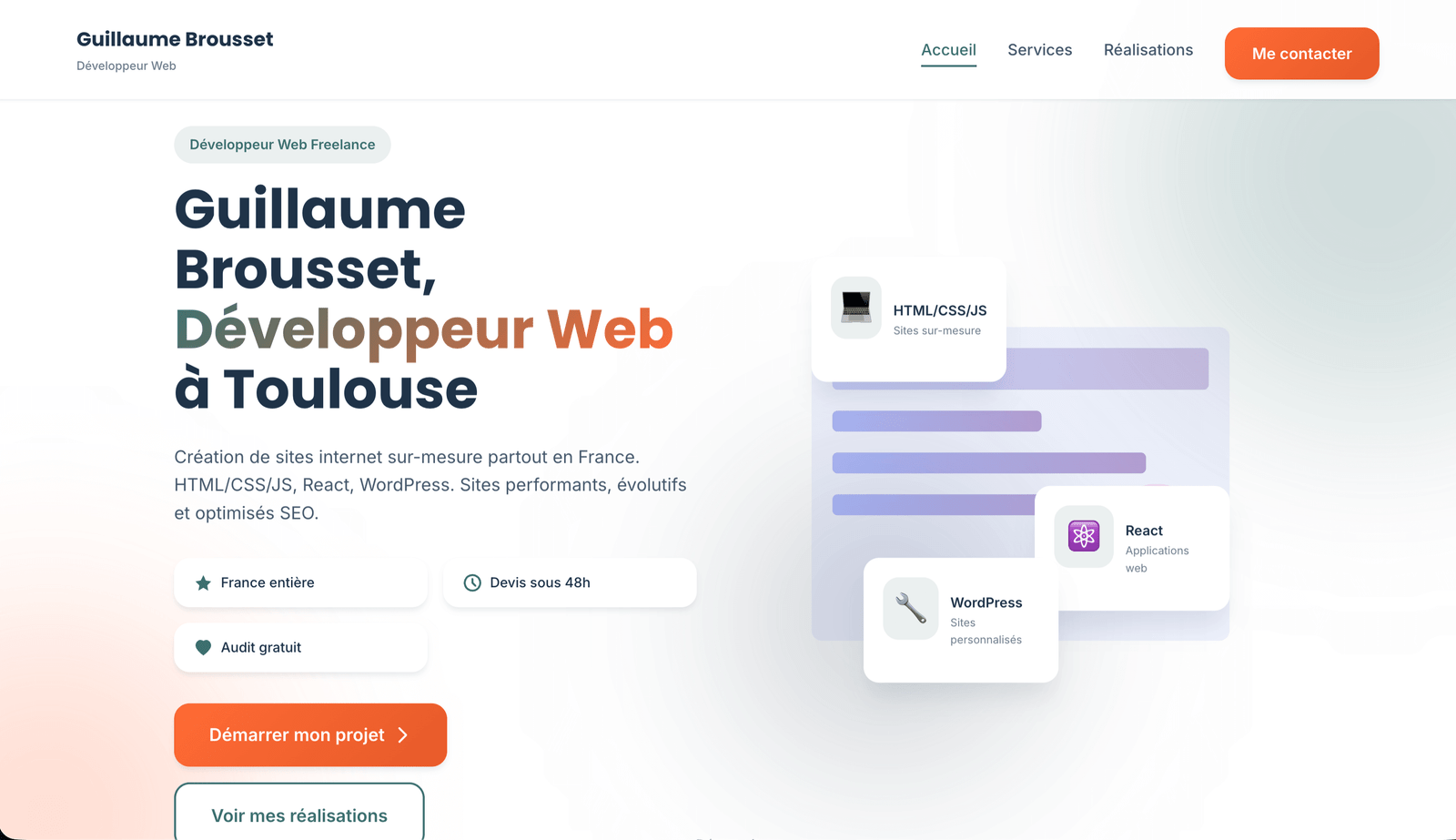 Site web personnel de Guillaume Brousset, développeur web freelance à Toulouse